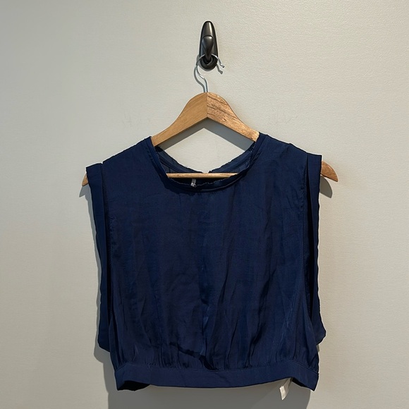 NWT Free People Remi Crop Top Large Smokey Sapphire Sleeveless Keyhole Back L - Picture 3 of 11